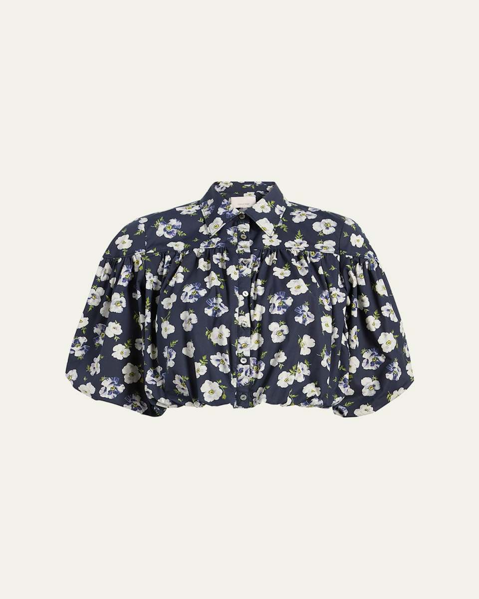 Elysa Tossed Poppies Crop Top